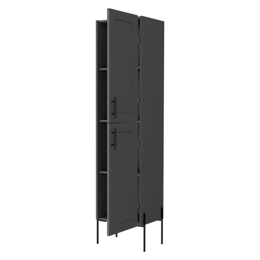 Organizador de Baño Weist, Plata Oscuro, con patas metálicas en color negro Virtual Muebles ZF