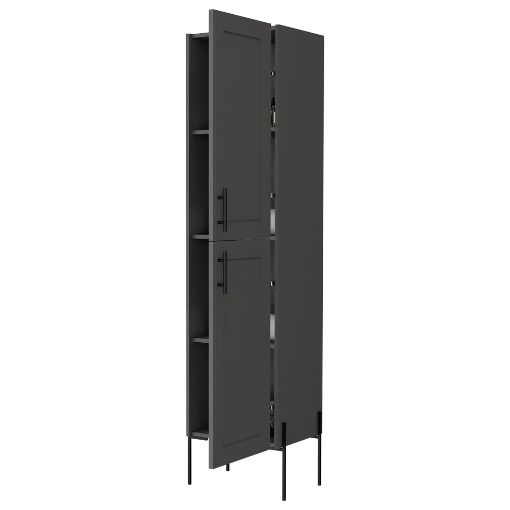 Organizador de Baño Weist, Plata Oscuro, con patas metálicas en color negro Virtual Muebles ZF