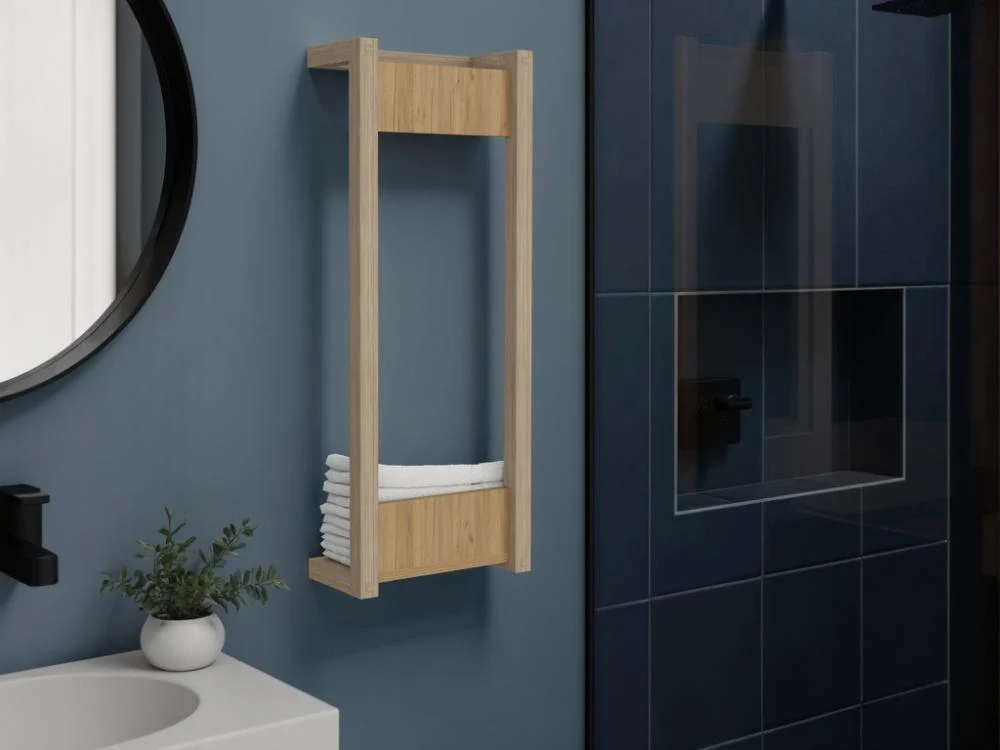 Toallero de Pared Arlington, Kronos Fresno Europeo, con gran capacidad para almacenar toallas ZF Virtual Muebles ZF