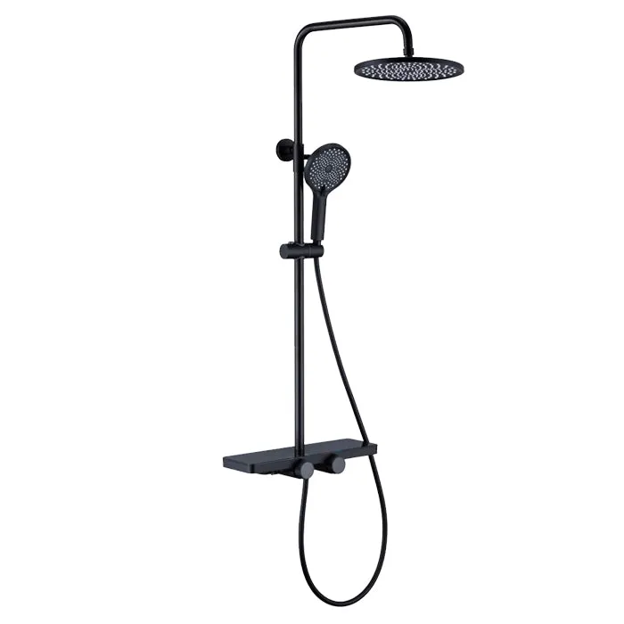 CONJUNTO DE DUCHA CON REPISA INCLUIDA NEGRO MATE WS65.020 WASSER