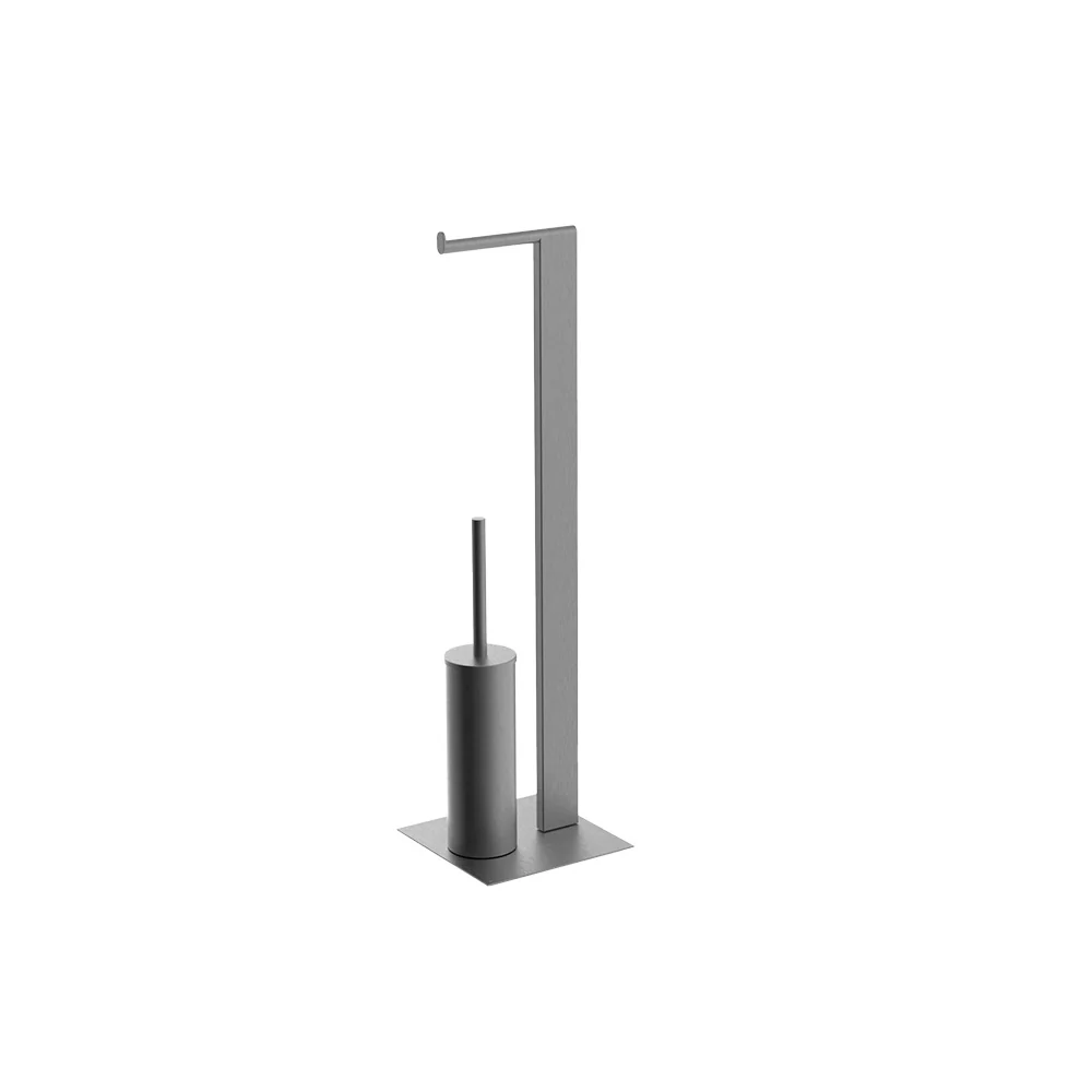 Portarrollo Con Escobillero Base de Piso Gris Oxford - Wasser