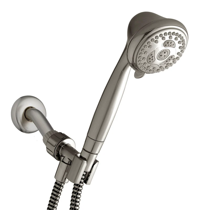 Ducha de mano Waterpik PowerSpray Plus de plástico, níquel cepillado, 6 ajustes, 1.8 gpm - Oferta de la semana