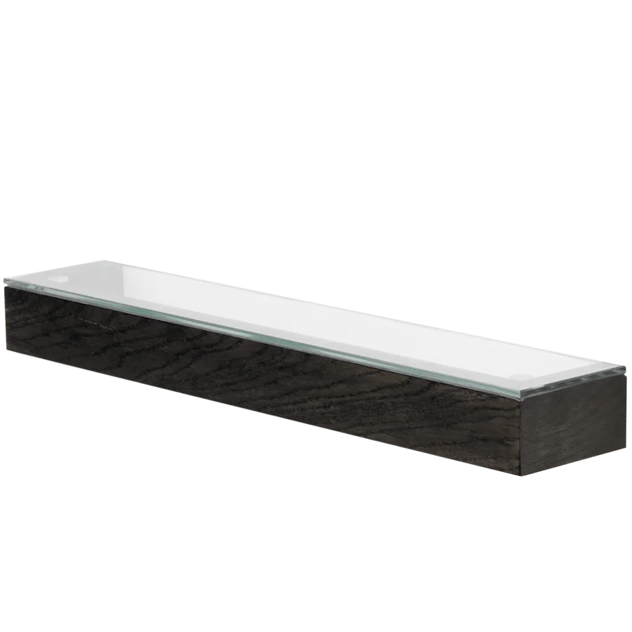 ESTANTE SLIMLINE CON SUPERFICIE DE CRISTAL EN ROBLE OSCURO WIREWORKS