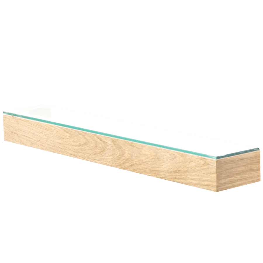 ESTANTE SLIMLINE CON SUPERFICIE DE CRISTAL DE ROBLE NATURAL WIREWORKS