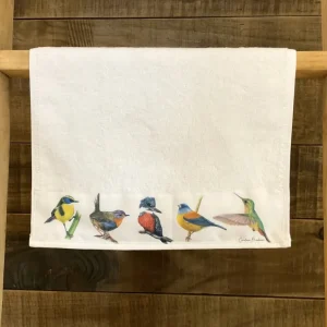 Toalla de visita Siete colores, Chucao, Martín pescador, Cometocino patagónico y Picaflor. Witrun deco