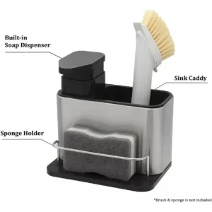 Dispensador De Jabón Zebbris 3 En 1 Soporte Para Esponja - Gris ZEBBRIS SHOP