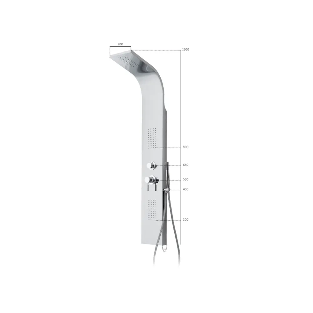Colonna doccia acciaio inox lucido con soffione pioggia e laterali Keller Taps
