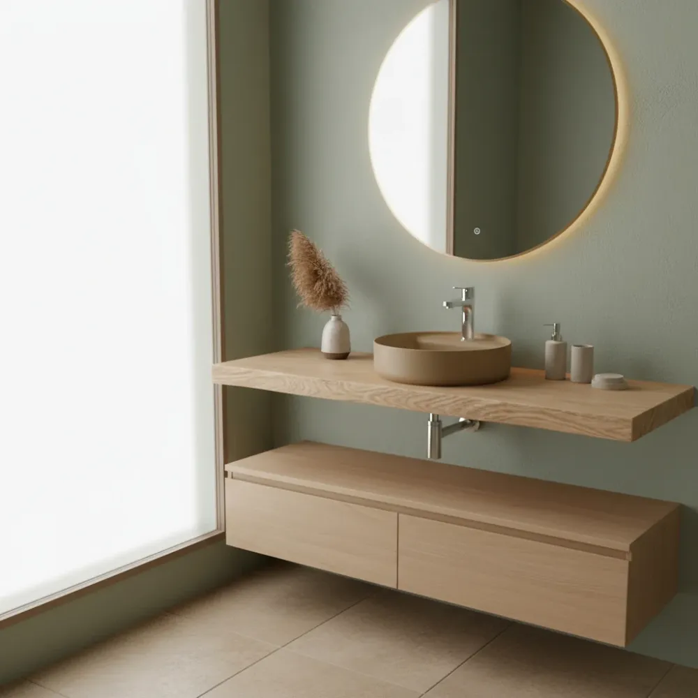 Lavabo de apoyo redondo con agujero BathCore serie Infinity 42 cm color Topo Opaco