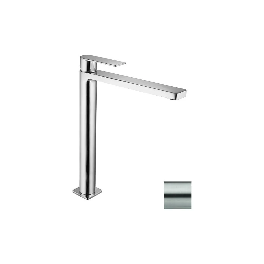 Mezclador de lavabo prolongado sin desagüe serie Tango modelo TA081ST aspecto acero Paffoni