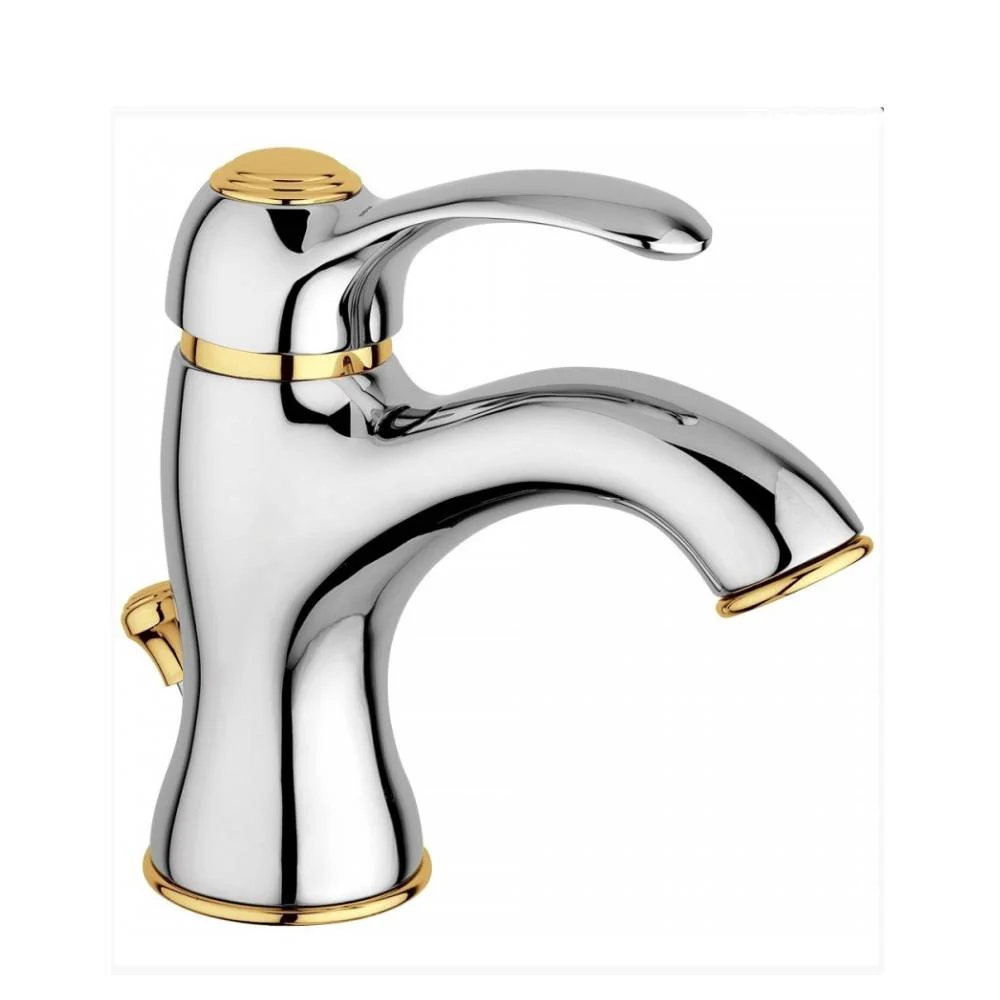 Mezclador para lavabo con desagüe serie Flavia modelo FA075CO color cromo-oro Paffoni