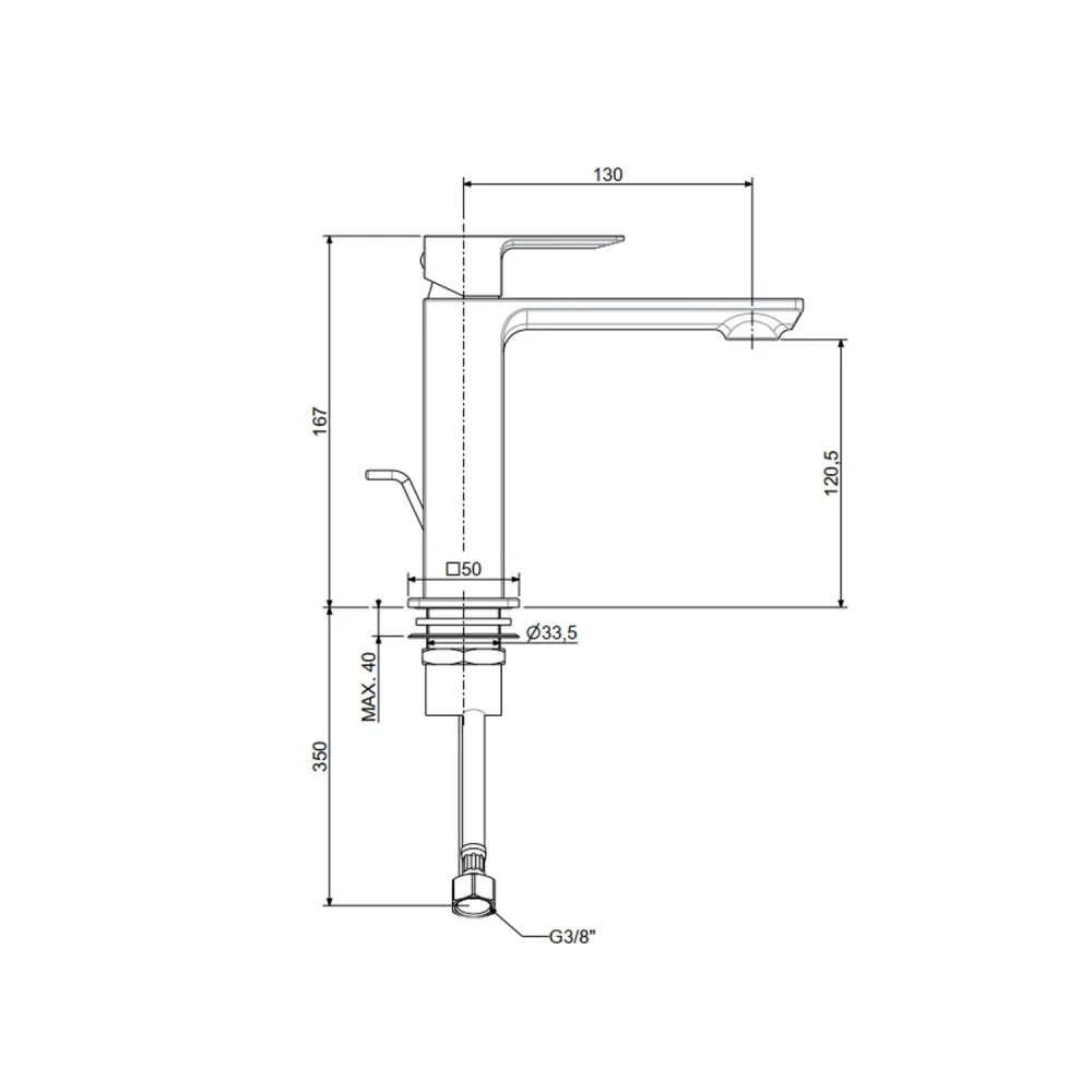 Mezclador para lavabo Paffoni serie Elle sin tapón de desagüe - Cromado
