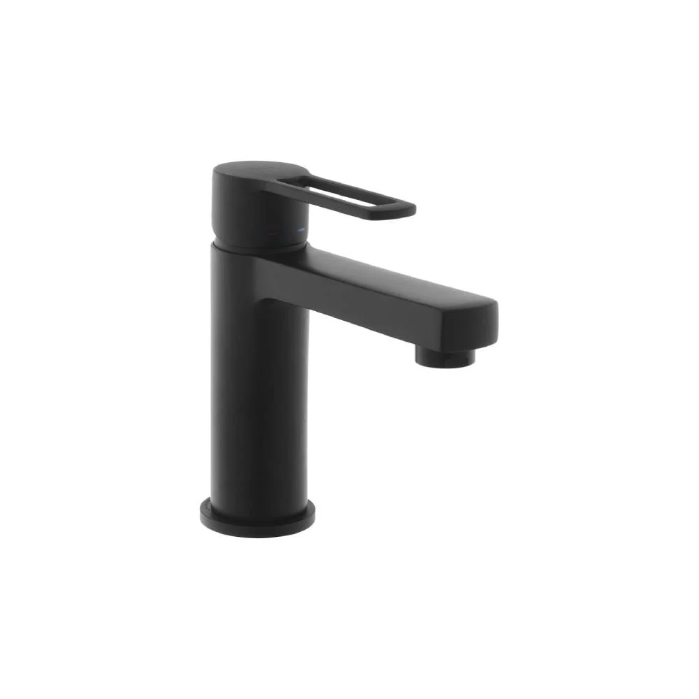 Mezclador para lavabo serie Ringo modelo RIN071KNO con desagüe clic-clac color negro mate Paffoni