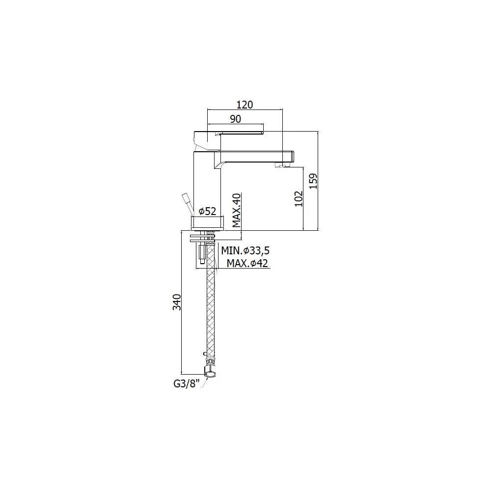 Mezclador para lavabo serie Ringo modelo RIN071KNO con desagüe clic-clac color negro mate Paffoni