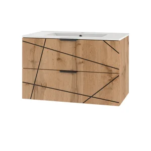 Mueble lavabo individual encastrado 80cm Teren Madera