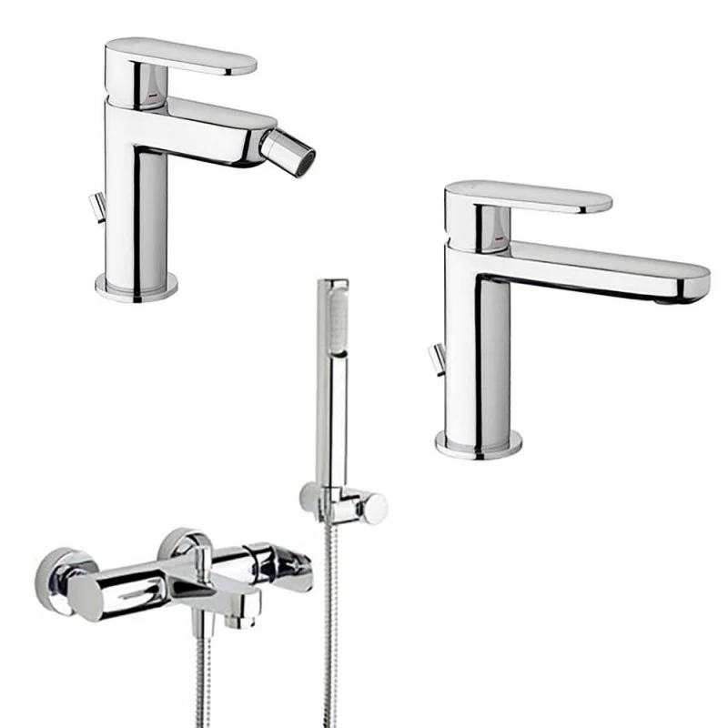 Paffoni Candy mezclador lavabo con desagüe, bidé con desagüe y bañera