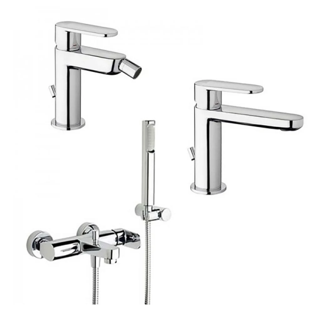 Paffoni Candy mezclador lavabo con desagüe, bidé con desagüe y bañera