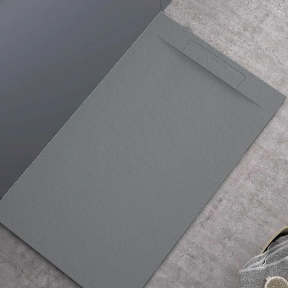 Piatto doccia resina modello Titano 80x120 cm grigio scuro effetto pietra