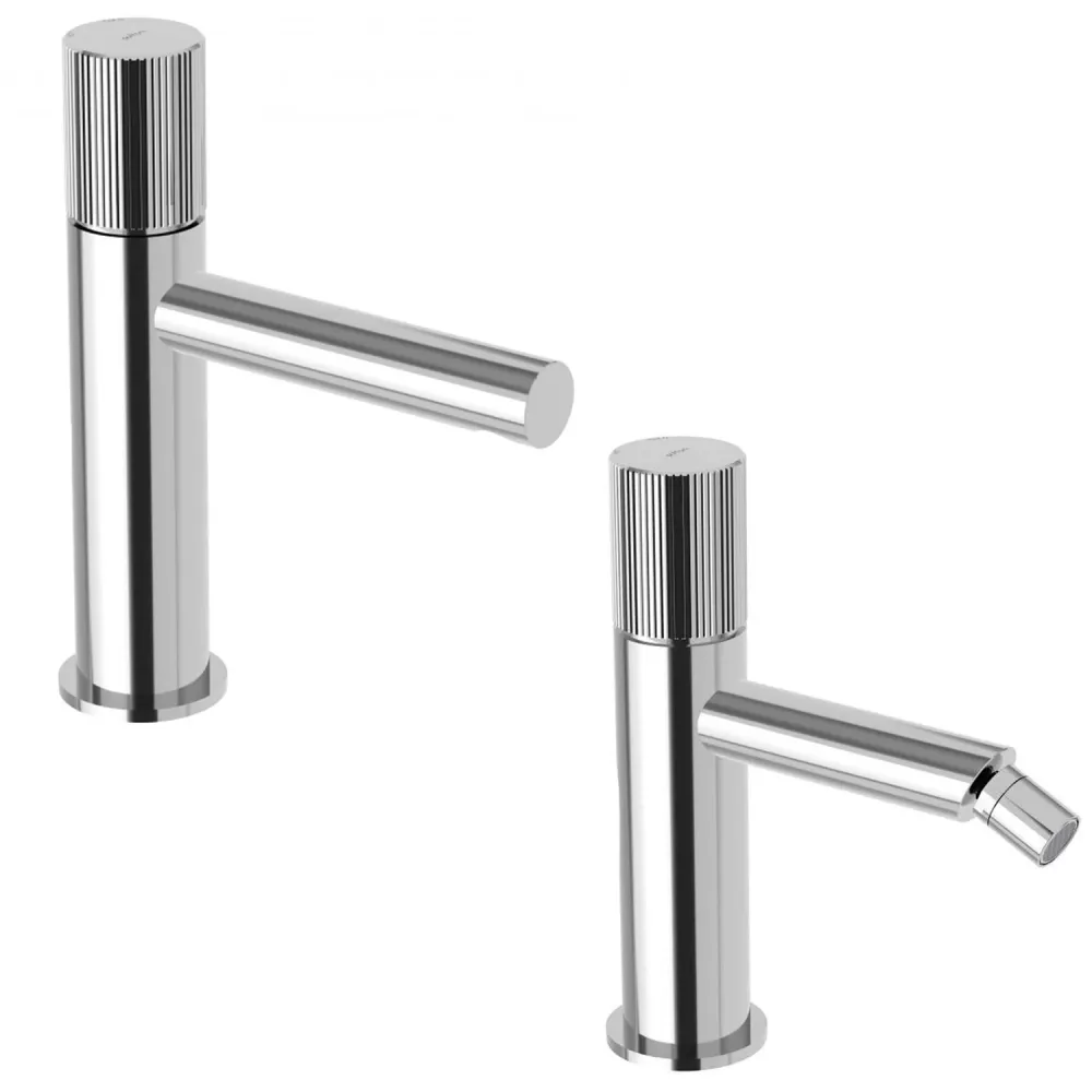 Set de mezcladores para lavabo y bidé con desagüe click clack Paffoni Jo Cromado
