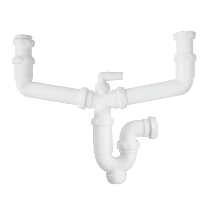 Sifón Desagüe Fregadero de dos senos 1 1/2" / Tubo de 40mm.