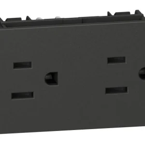 Tomacorriente duplex negro con protección infantil Livingnow Bticino