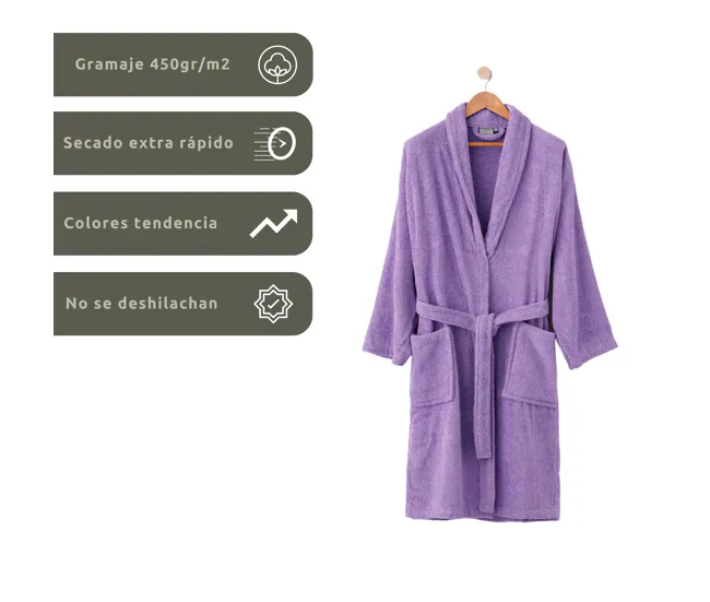 Albornoz Ducha Baño Lila Donegal Collections Talla S
