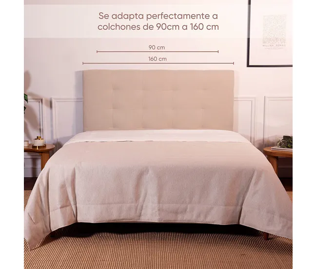 Cabecero Lupita Beis BUDWING - 120x140cm (Para Camas De 90 140cm) - Cabecero Doble Tapizado Con Tejido Capitoné Suave De A...