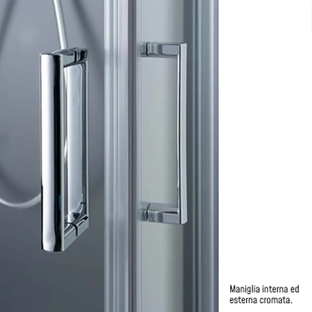 Ducha de esquina Loop 70x100 en aluminio y cristal transparente anticalcáreo Conectado Clean