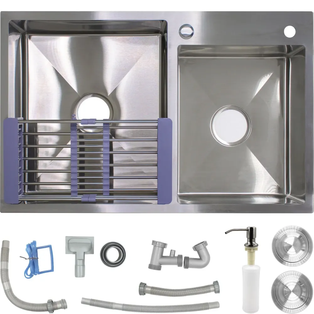Fregadero Tarja Acero Inox 2 Tinas Anti-ruido + Escurridor