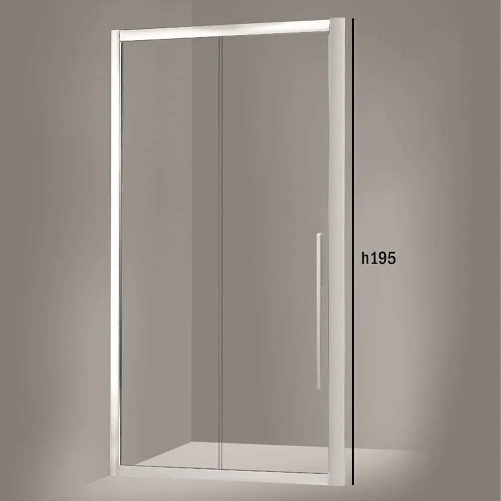 Mampara de ducha con una hoja corredera 130cm cristal transparente 6mm h195 perfil plata Producido en Italia