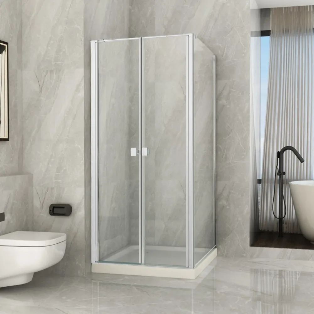 Mampara de ducha DocciaGo DSense 80cm h200cm vidrio transparente perfiles cromo