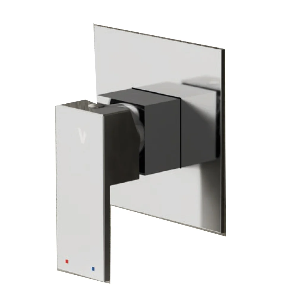 Miscelatore doccia incasso Square ottone cromato con placca Fino finitura specchio