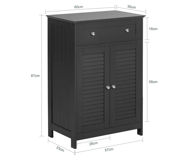 Mueble Auxiliar para baño, Armario de almacenaje Organizador para baño con 1 cajones y 2 Puerta Gris FRG238-DG SoBuy
