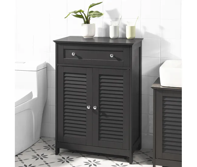 Mueble Auxiliar para baño, Armario de almacenaje Organizador para baño con 1 cajones y 2 Puerta Gris FRG238-DG SoBuy