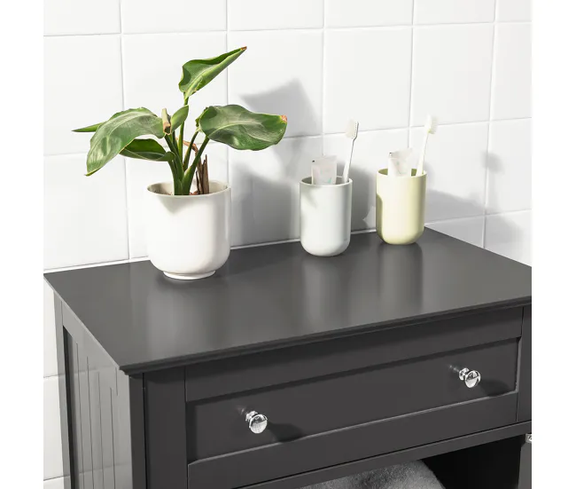 Mueble Auxiliar para baño, Armario de almacenaje Organizador para baño con 1 cajones y 2 Puerta Gris FRG238-DG SoBuy