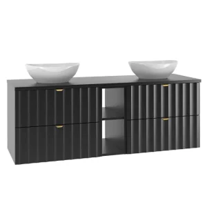 Mueble doble lavabo 140cm 2 compartimientos Lexa Negro