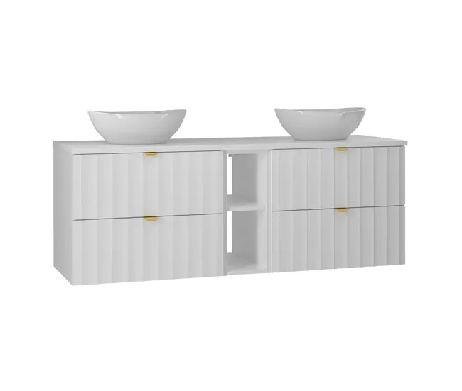 Mueble doble lavabo 140cm 2 compartimientos Lexa Blanco