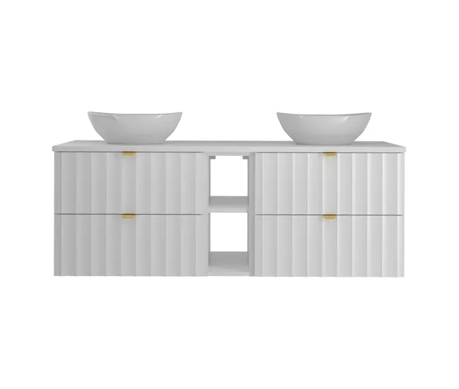 Mueble doble lavabo 140cm 2 compartimientos Lexa Blanco