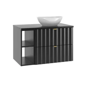 Mueble lavabo individual 80cm 2 compartimientos Lexa Negro