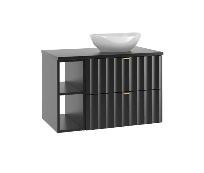 Mueble lavabo individual 80cm 2 compartimientos Lexa Negro