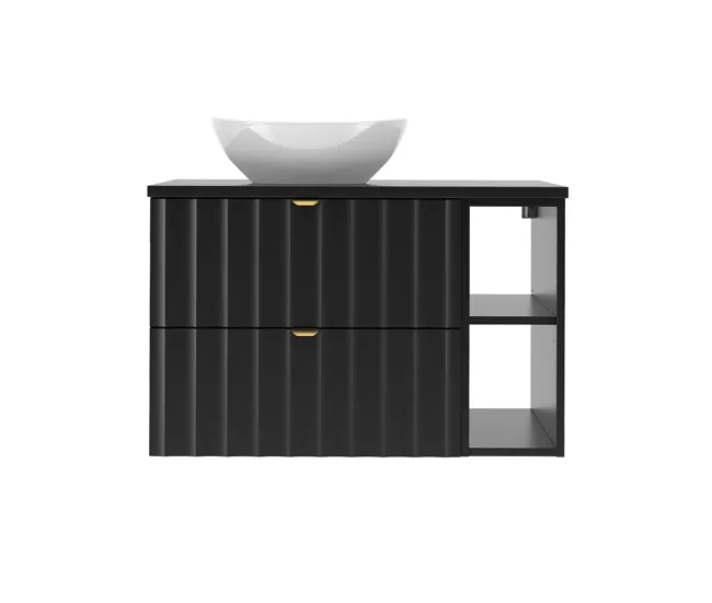 Mueble lavabo individual 80cm 2 compartimientos Lexa Negro