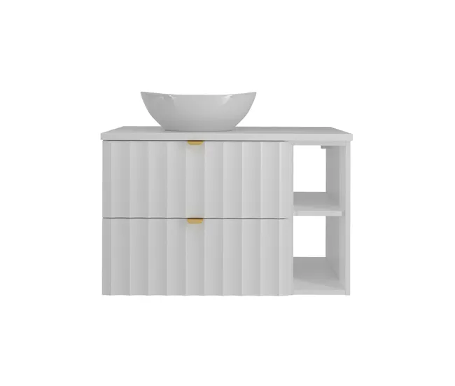 Mueble lavabo individual 80cm 2 compartimientos Lexa Blanco