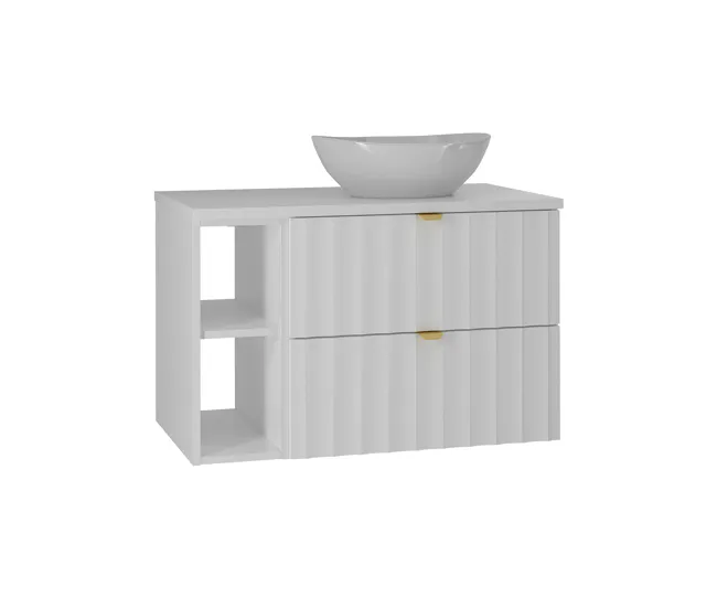 Mueble lavabo individual 80cm 2 compartimientos Lexa Blanco