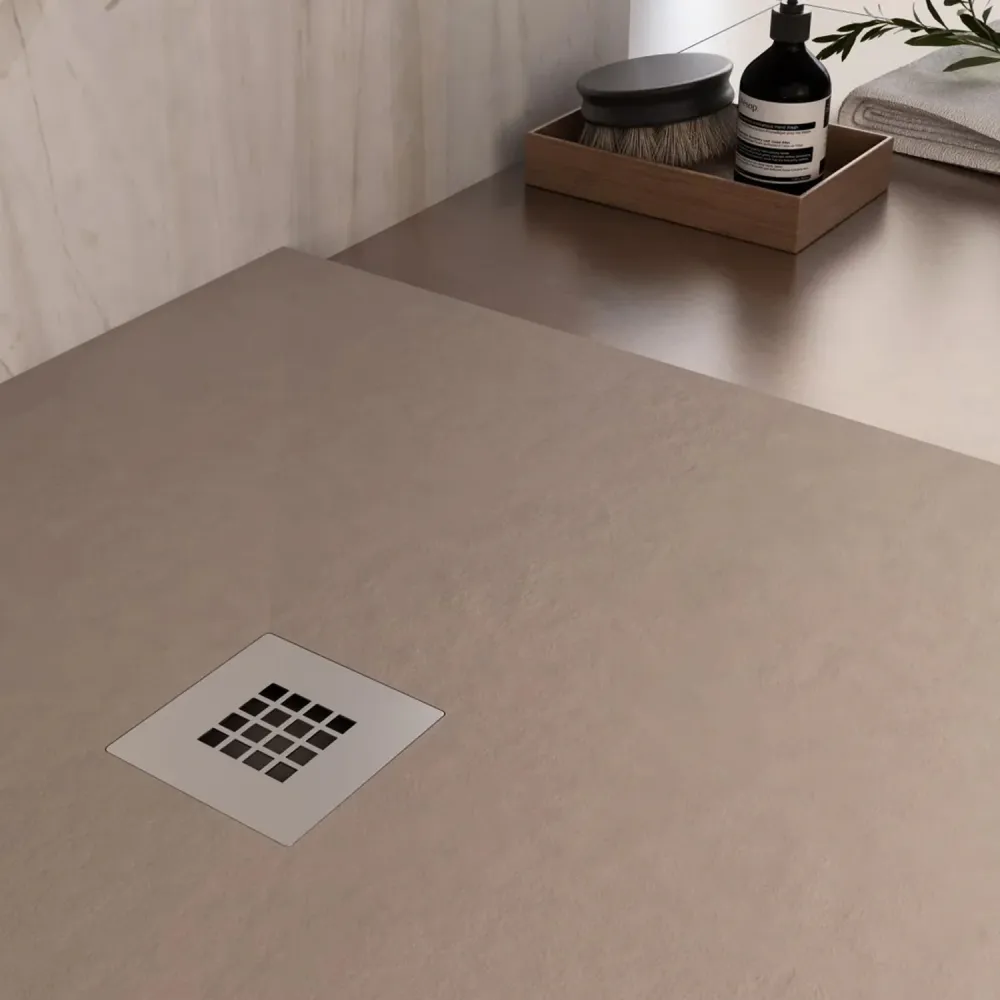 Piatto Doccia 100X140 effetto Ardesia realizzato marmo resina Relax Design Rocky - Tortora