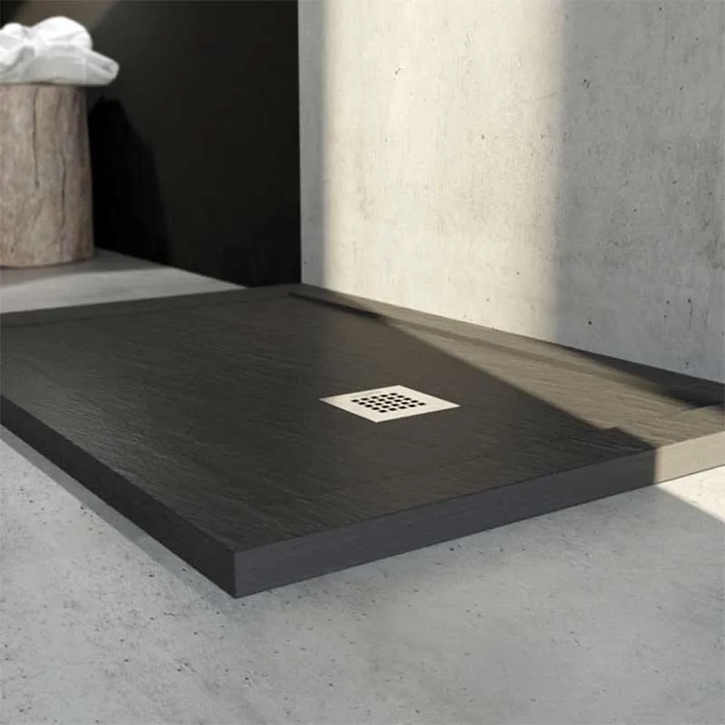 Piatto Doccia 80X200 effetto Ardesia realizzato marmo resina Relax Design Rocky - Antracite