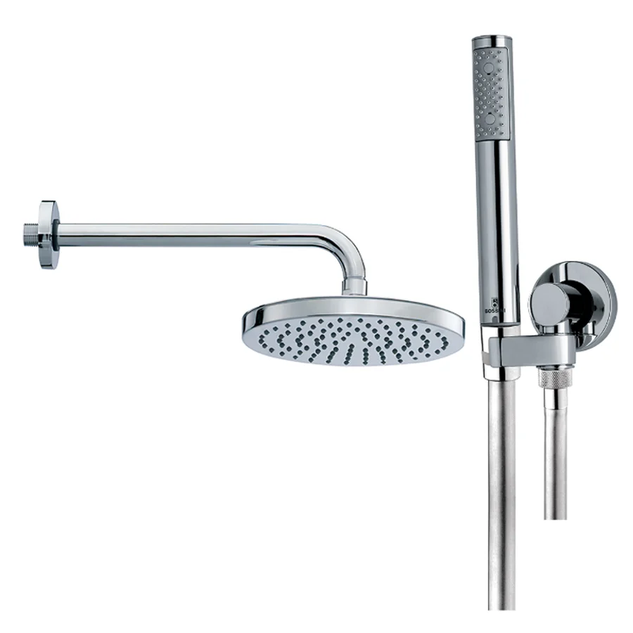 Soffione doccia ottone diam. cm 25 Bossini Oki un getto con kit duplex doccia Zen con flessibile Cromolux