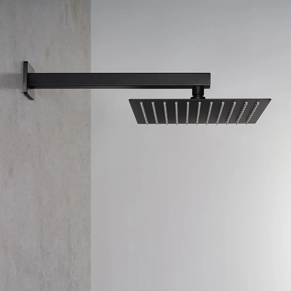 Soffione doccia quadrato acciaio inox 25x25 cm colore nero - Ares