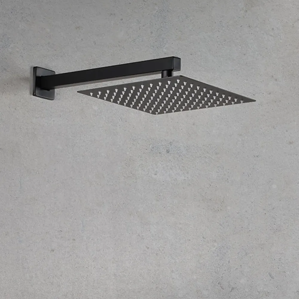 Soffione doccia quadrato acciaio inox 25x25 cm colore nero - Ares
