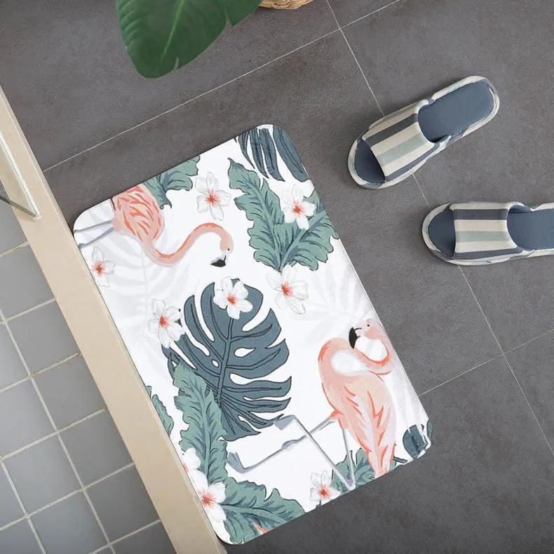 Tapete de casa de banho com Estampa de Flamingo Rosa