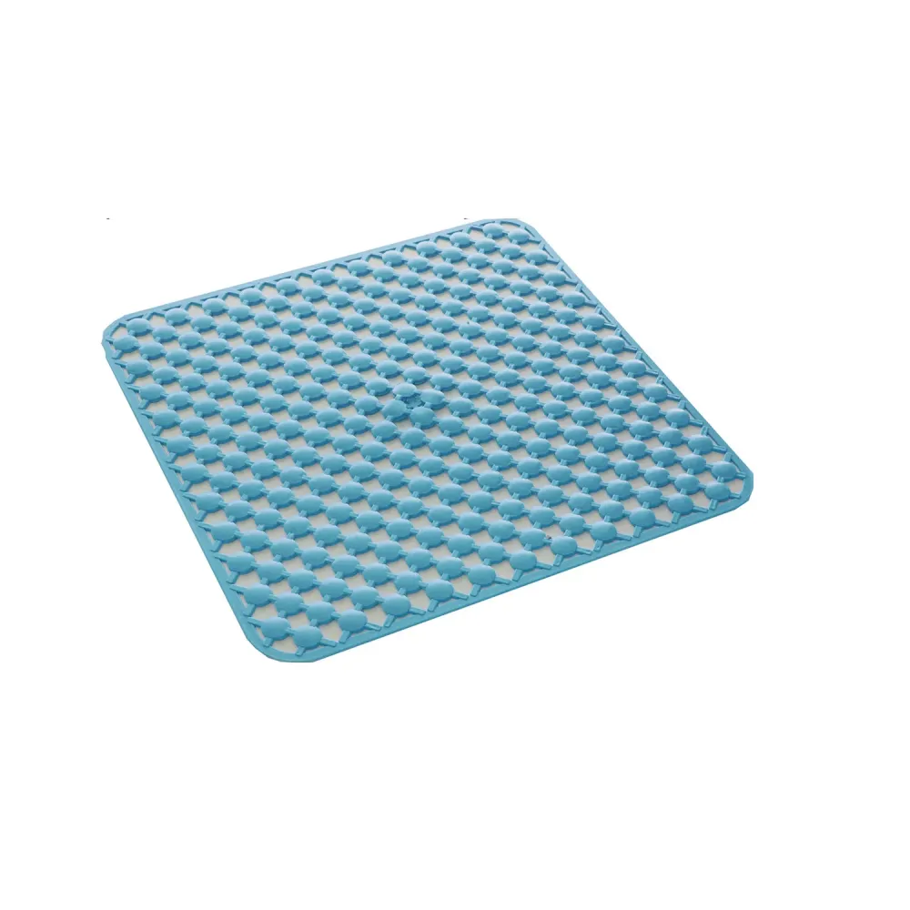 Tappeto antiscivolo doccia 53x53 gomma modello Geo di Gedy - Azzurro