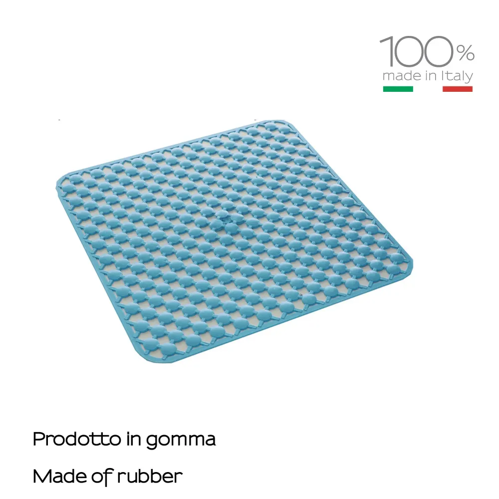 Tappeto antiscivolo doccia 53x53 gomma modello Geo di Gedy - Azzurro